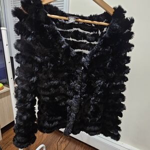 SOLD BCBGMAXAZRIA Rabbit Fur Cardigan Shawl | Genuine Real Fur Coat